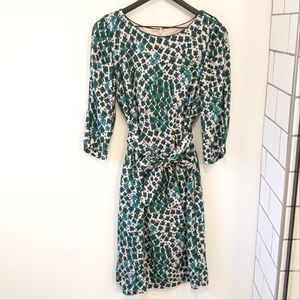 Boden Kelly Dress Trailing Florals Pink Green Tie Dress